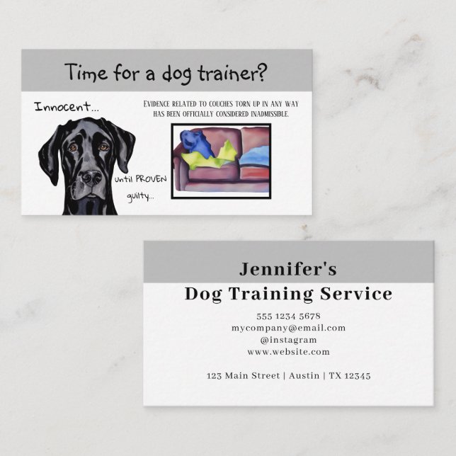 Tarjeta De Visita Entrenador de perros divertido y caprichoso perro  (Anverso / Reverso)