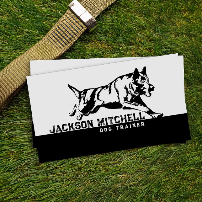 Tarjeta De Visita Entrenador de perros - K9 Trainer negro y blanco (Subido por el creador)