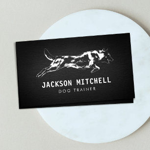 Tarjeta De Visita Entrenador de perros - K9 Trainer negro y blanco