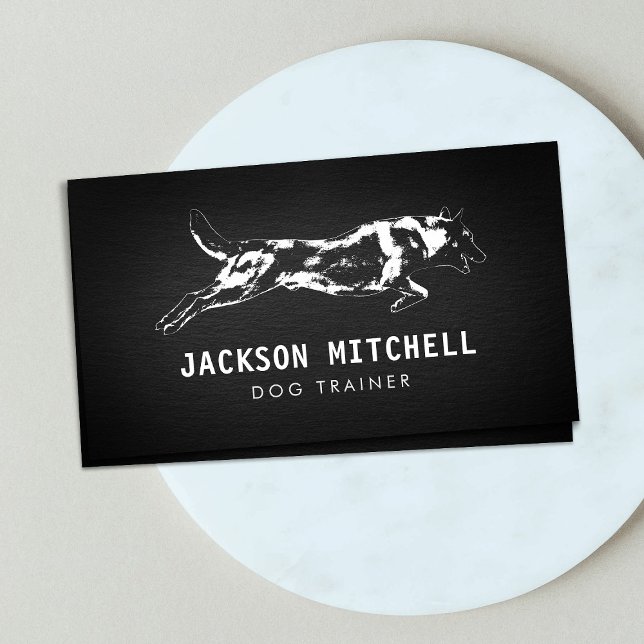 Tarjeta De Visita Entrenador de perros - K9 Trainer negro y blanco (Subido por el creador)