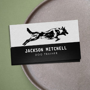Tarjeta De Visita Entrenador de perros - K9 Trainer negro y blanco