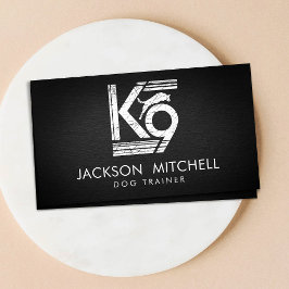 Tarjeta De Visita Entrenador de perros - K9 Trainer negro y blanco