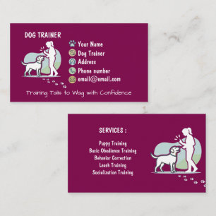 Tarjeta De Visita Entrenador de Perros Minimalista Personalizable