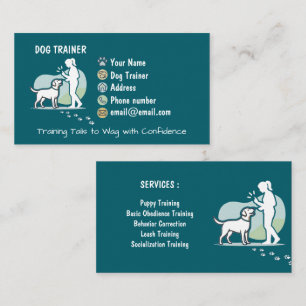 Tarjeta De Visita Entrenador de Perros Minimalista Personalizable