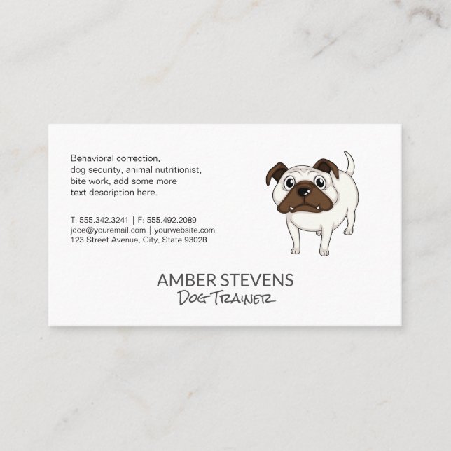 Tarjeta De Visita Entrenador de perros | Perro Cute (Anverso)