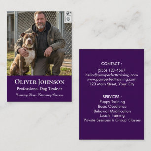 Tarjeta De Visita Entrenador de Perros Profesional Minimalista Perso
