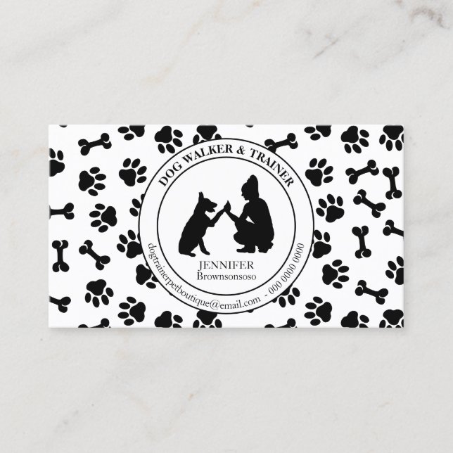 Tarjeta De Visita Entrenador de Perros Simple Paws (Anverso)