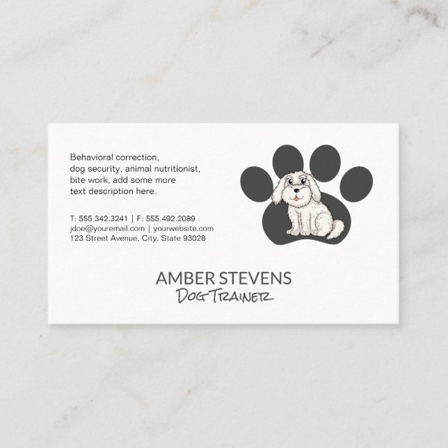 Tarjeta De Visita Entrenador de perros | Sitter | Cute Doggie Sittin (Anverso)