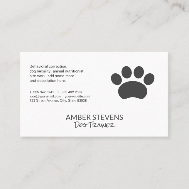 Tarjeta De Visita Entrenador de perros | Sitter | Imprimir trazo (Anverso)