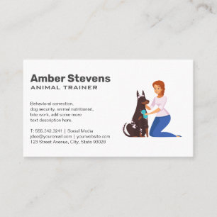 Tarjeta De Visita Entrenador de perros   Sitter   Mujer limpiando pe
