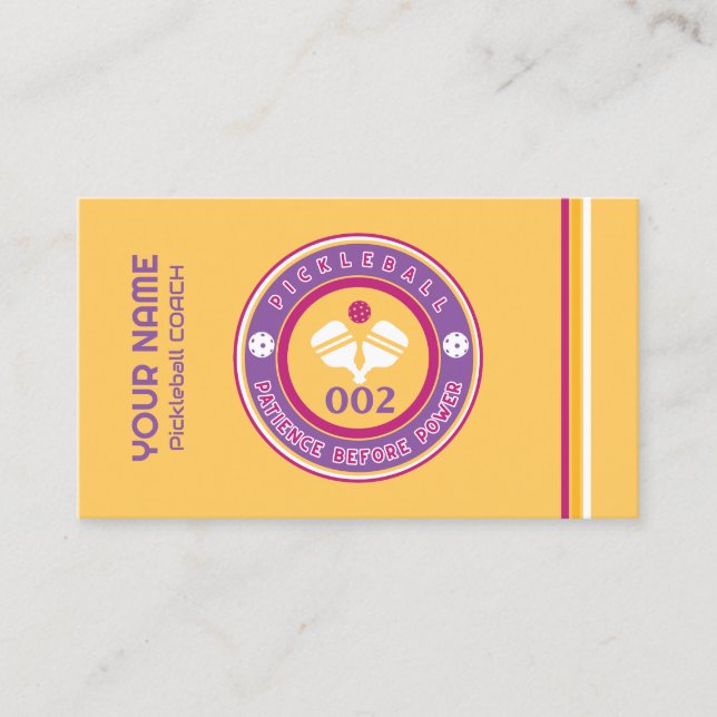 Tarjeta De Visita entrenador de pickleball de personalizable amarill (Anverso)