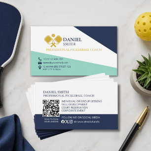 Tarjeta De Visita Entrenador de Pickleball Moderno y Elegante Código