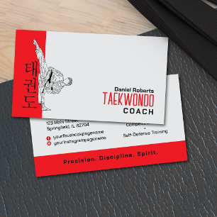 Tarjeta De Visita Entrenador de Taekwondo - Artista marcial y símbol