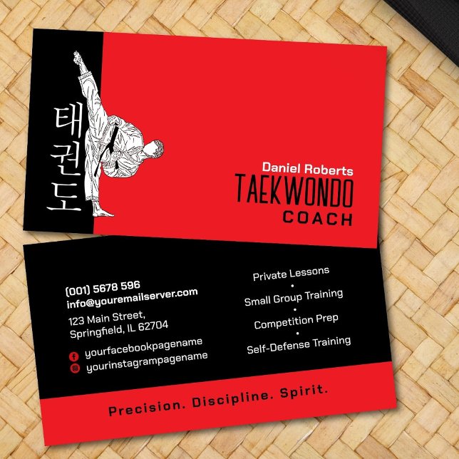 Tarjeta De Visita Entrenador de Taekwondo - Artista marcial y símbol (Subido por el creador)