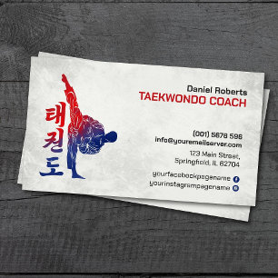 Tarjeta De Visita Entrenador de Taekwondo - Artista marcial y símbol