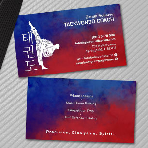 Tarjeta De Visita Entrenador de Taekwondo - Artista marcial y símbol