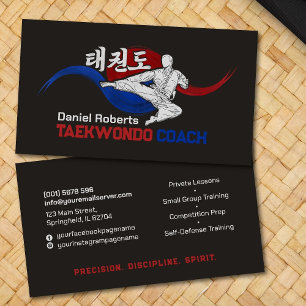 Tarjeta De Visita Entrenador de Taekwondo - Símbolo Taegeuk y hangul