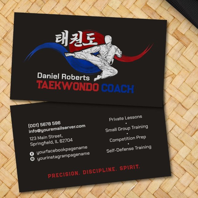 Tarjeta De Visita Entrenador de Taekwondo - Símbolo Taegeuk y hangul (Subido por el creador)