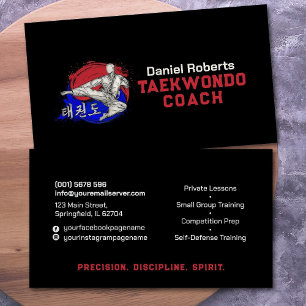 Tarjeta De Visita Entrenador de Taekwondo - Símbolo Taegeuk y hangul