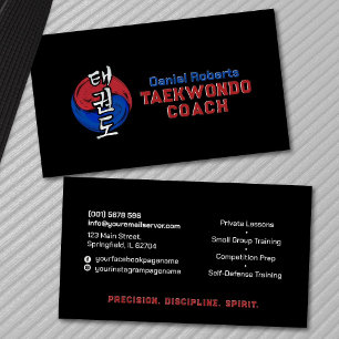 Tarjeta De Visita Entrenador de Taekwondo - Símbolo Taegeuk y hangul