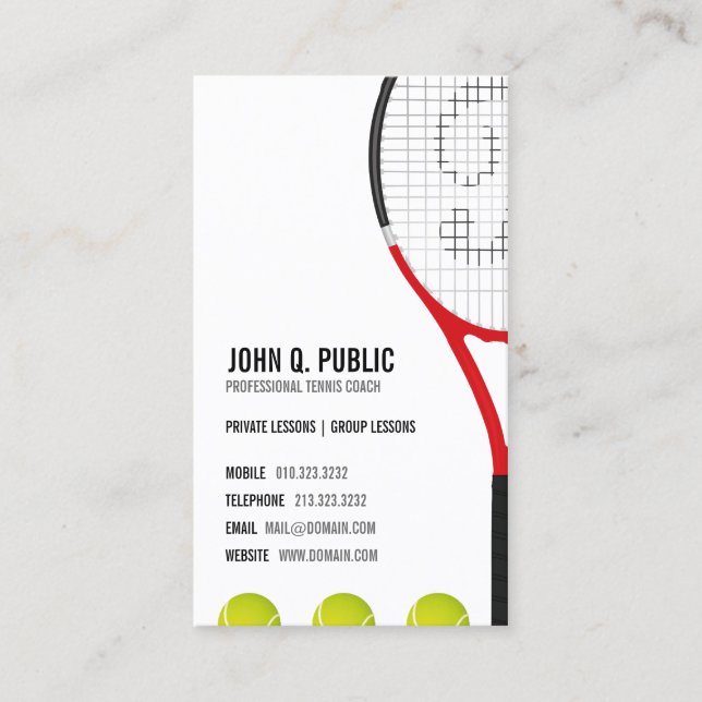 Tarjeta De Visita Entrenador de tenis (Anverso)