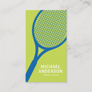 Tarjeta De Visita Entrenador de tenis con chaqueta, azul verde