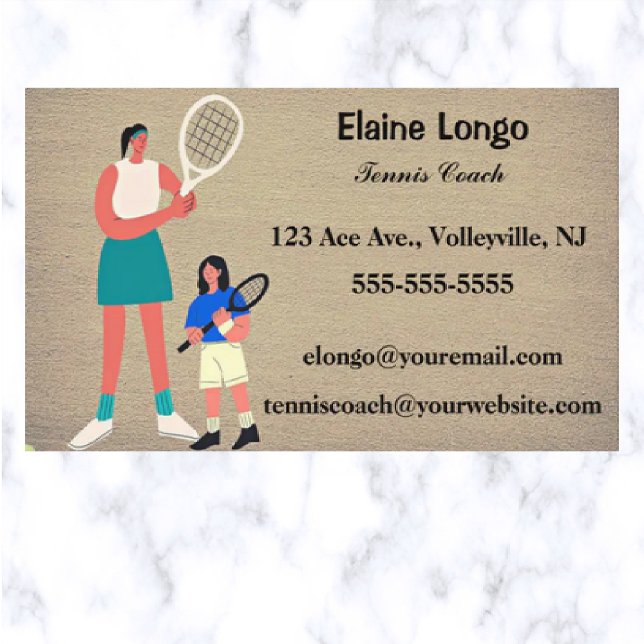 Tarjeta De Visita Entrenador de tenis editable (Subido por el creador)