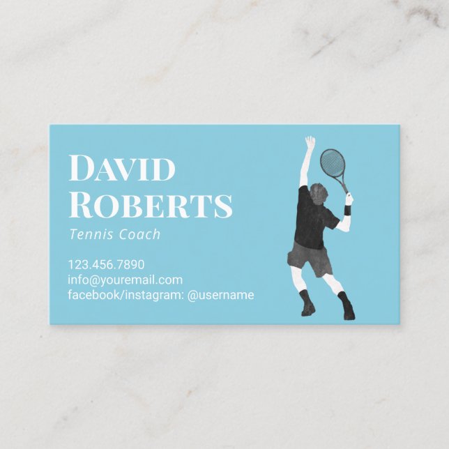 Tarjeta De Visita Entrenador de tenis Instructor deportivo profesion (Anverso)