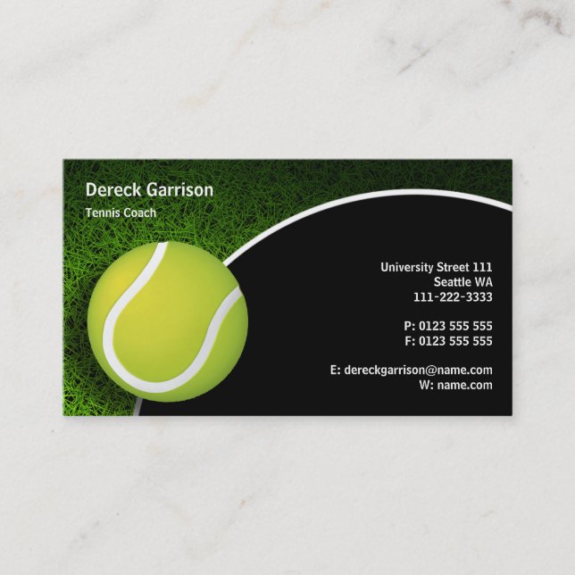 Tarjeta De Visita Entrenador de tenis | Lecciones sobre prácticas de (Anverso)