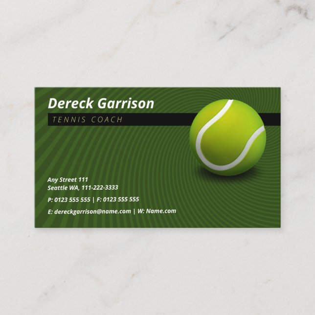 Tarjeta De Visita Entrenador de tenis | Lecciones sobre prácticas de (Anverso)