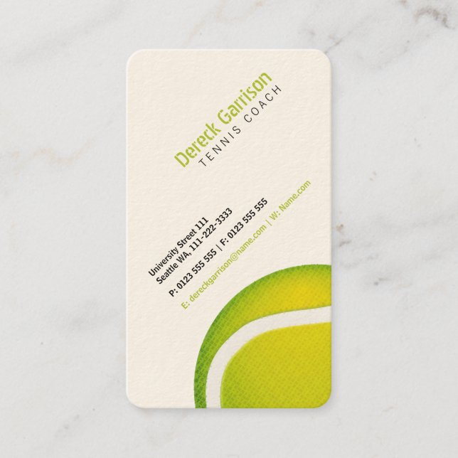 Tarjeta De Visita Entrenador de tenis | Lecciones sobre prácticas de (Anverso)