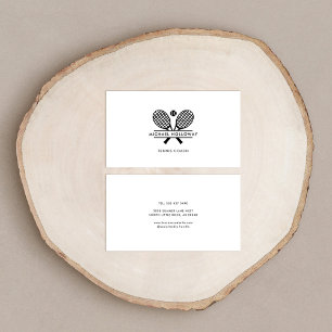 Tarjeta De Visita Entrenador de tenis Minimalista blanco negro