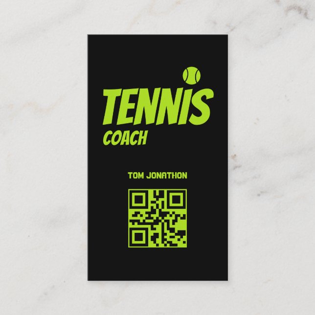 Tarjeta De Visita Entrenador de tenis negro (Anverso)