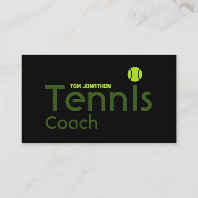 Tarjeta De Visita Entrenador de tenis personal negro (Anverso)