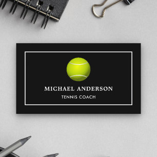 Tarjeta De Visita Entrenador de tenis profesional deportivo negro mo