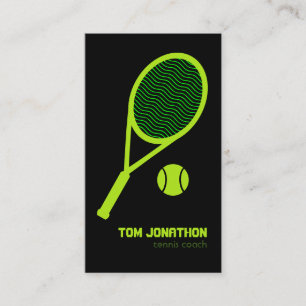 Tarjeta De Visita Entrenador de tenis profesional Pat Ball negro 