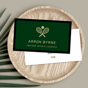 Tarjeta De Visita Entrenador de Tenis Racas Green Business Card