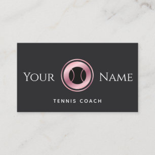Tarjeta De Visita Entrenador de Tenis Rosa de Oro Elegante instructo