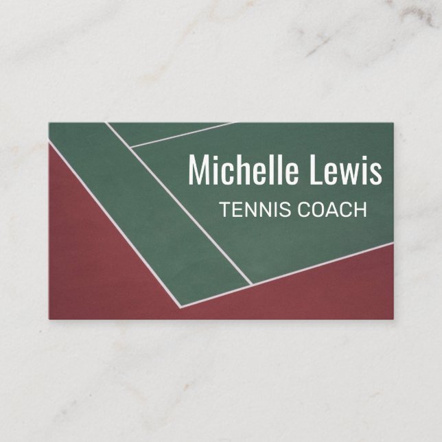 Tarjeta De Visita Entrenador de Tenis Sencillo Profesional Duro Cour (Anverso)