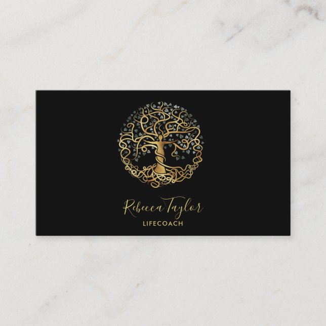 Tarjeta De Visita entrenador de vida árbol de terapeuta de la vida y (Anverso)