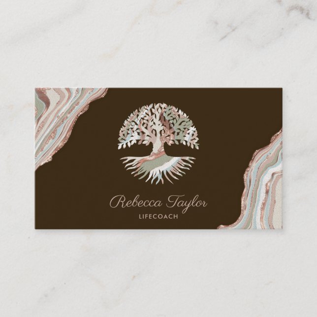 Tarjeta De Visita entrenador de vida árbol de terapeuta de vida well (Anverso)