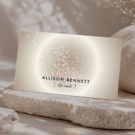 Tarjeta De Visita Entrenador de Vida Celestial Glow Minimal Champagn