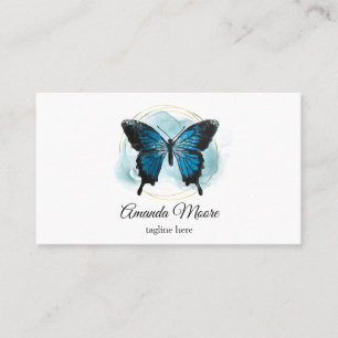 Tarjeta De Visita entrenador de vida elegante de mariposa azul 