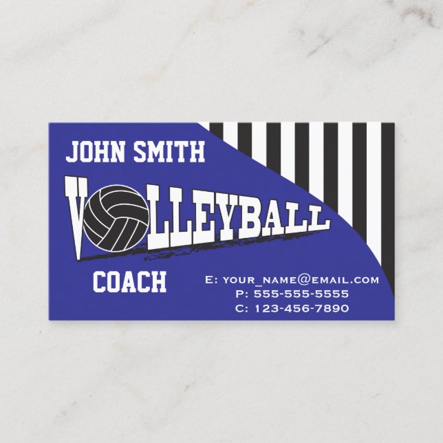 Tarjeta De Visita Entrenador de voleibol - Azul (Anverso)