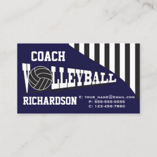 Tarjeta De Visita Entrenador de voleibol - Azul oscuro