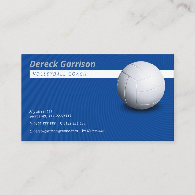 Tarjeta De Visita Entrenador de voleibol| Lecciones de práctica de f (Anverso)