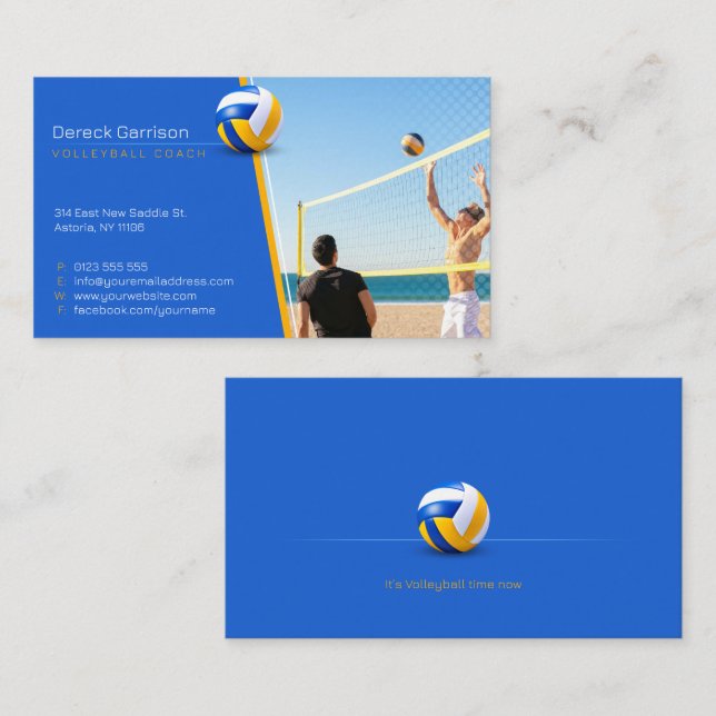 Tarjeta De Visita Entrenador de voleibol | Lecciones sobre prácticas (Anverso / Reverso)