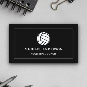 Tarjeta De Visita Entrenador de voleibol profesional deportivo negro