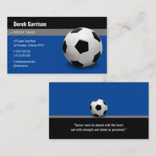 Tarjeta De Visita Entrenador Deep Blue Soccer   Instructor deportivo