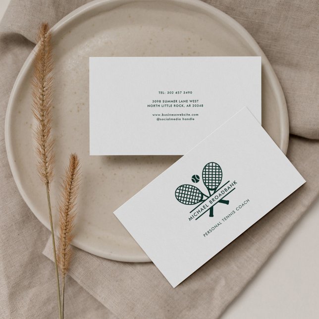 Tarjeta De Visita Entrenador deportivo profesional de césped minimal (Lawn Tennis Team Trainer and Coach Manager Business Card)